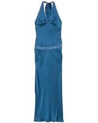 Asta Resort - Celine Bead-Embellished Halterneck Maxi Dress - Lyst