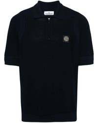 Stone Island - Knitted Cotton Polo Shirt - Lyst