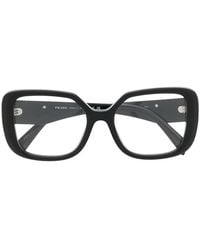 Prada - Triangle Logo-Plaque Square-Frame Glasses - Lyst