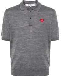 COMME DES GARÇONS PLAY - Heart-Patch Wool Polo Shirt - Lyst