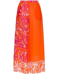 Emilio Pucci Weite Hose mit Print - Orange