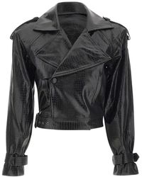 Twentyfourhaitch - Veste Croisée À Effet Peau De Crocodile New Bulut - Lyst