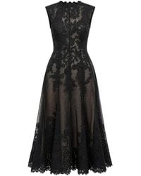 Gemy Maalouf - Embroidered Lace-Overlay Midi Dress - Lyst