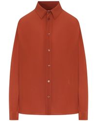 Saint Laurent - Long-Sleeve Silk Shirt - Lyst