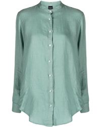 Fay - Band-collar Long-sleeve Linen Shirt - Lyst