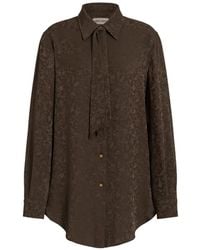 Alberta Ferretti - Floral-Jacquard Pussy-Bow Blouse - Lyst