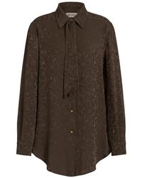 Alberta Ferretti - Floral-Jacquard Pussy-Bow Blouse - Lyst