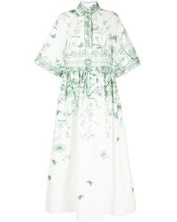 Elie Saab - Embroidered Cotton Poplin Shirt Dress - Lyst