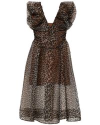 Ganni - Loopardized Chiffon Dress - Lyst