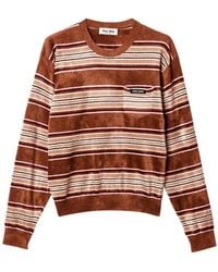 Miu Miu - Gestreepte Chenille Trui Met Opgestikte Zak - Lyst