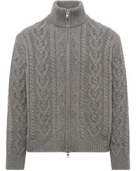vowels - Cable-Knit Zip-Up Cardigan - Lyst