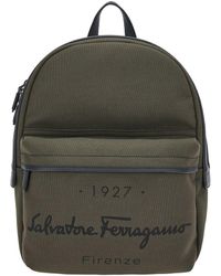 Mens Bags Toiletry bags and wash bags Ferragamo Cotton 1927 Logo Printed Toiletry Bag in Green for Men 