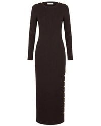 Blazé Milano - Button-Embellished Ribbed Midi Dress - Lyst