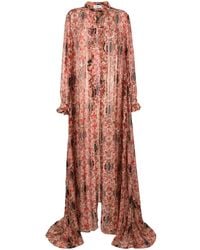 Amir Slama - Floral-Print Flared Silk Dress - Lyst