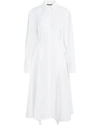 KARL LAGERFELD - Pleated Poplin Shirt Midi Dress - Lyst