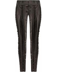 Dolce & Gabbana - Lace-Up Faux-Leather Trousers - Lyst