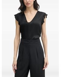 GAUDI - Ruffle-Sleeve V-Neck Top - Lyst