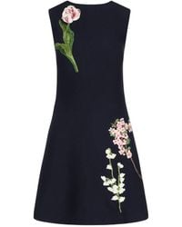 Oscar de la Renta - Botanical-Embroidered A-Line Mini Dress - Lyst
