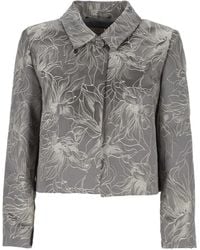 Marella - Floral-Jacquard Cropped Jacket - Lyst