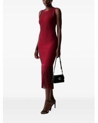 DKNY - Midi Ribbed-Knit Fringe-Trim Dress - Lyst