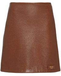 Prada - A-line Leather Skirt - Lyst