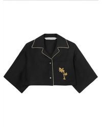 Palm Angels - Embroidered Cropped Bowling Shirt - Lyst