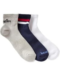 Benetton - Logo-Knit Socks (Set Of Three) - Lyst
