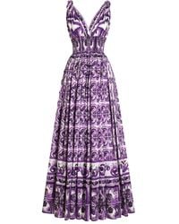Dolce & Gabbana - Majolica-Print Poplin Dress - Lyst
