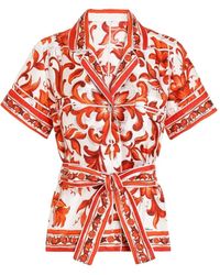 Dolce & Gabbana - Majolica-Prints Short-Sleeved Top - Lyst