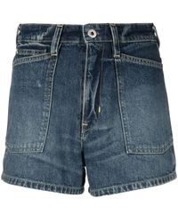 KENZO - Short En Jean À Patch Logo - Lyst