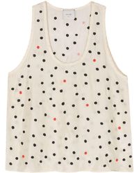 Alysi - Polka Dot-embroidered Silk Top - Lyst