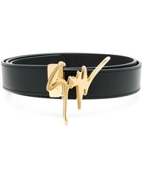 Giuseppe Zanotti Cinturón con placa del logo - Negro