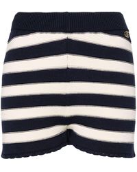 Twin Set - Striped Knitted Mini Short - Lyst