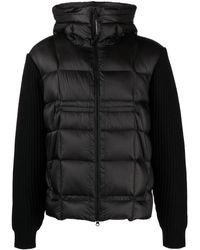 C.P. Company - Ribbed-knit Panel Quilted Hooded Jacket - Lyst