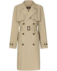 Dolce & Gabbana - Double-Breasted Cotton Trench Coat - Lyst