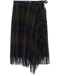 Polo Ralph Lauren - Fringe-Trim Plaid Wrap Skirt - Lyst