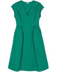 Aspesi - V-neck Cotton Midi Dress - Lyst