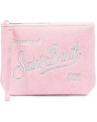 MC2 Saint Barth - Aline Glitter-Effect Logo-Embroidered Clutch Bag - Lyst