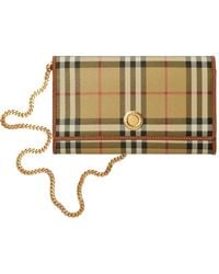Burberry - Check Chain Strap Wallet - Lyst