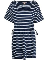 Valentino Garavani - Logo-Plaque Striped T-Shirt Dress - Lyst