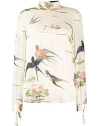 RED Valentino Bird Print Blouse - Multicolour