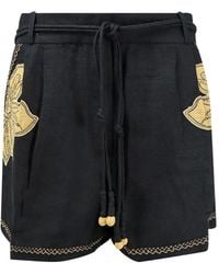 Scarlett Poppies - Vareli Appliqué-Detailed Linen Shorts - Lyst