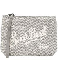 MC2 Saint Barth - Aline Wool Blend Pochette With Houndstooth Pattern And Logo Embroidery - Lyst