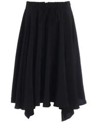 Y's Yohji Yamamoto - Asymmetric-Hem Flared Midi Skirt - Lyst