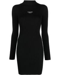 Calvin Klein - Vestido de punto con logo bordado - Lyst
