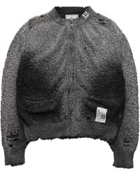 Maison Mihara Yasuhiro Dinosaur Zip-Up Knit Cardigan in Black for