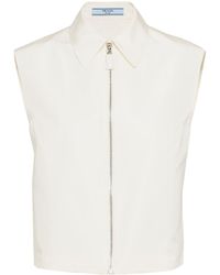 Prada - Zip-up Sleeveless Faille Shirt - Lyst