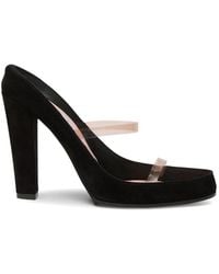 Moschino - High-Heeled Suede And Pvc Sandals - Lyst