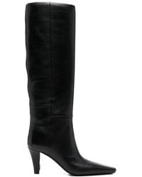 Saint Laurent - Square Toe Leather Boots - Lyst