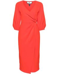 Nissa - Gathered Wrap Midi Dress - Lyst